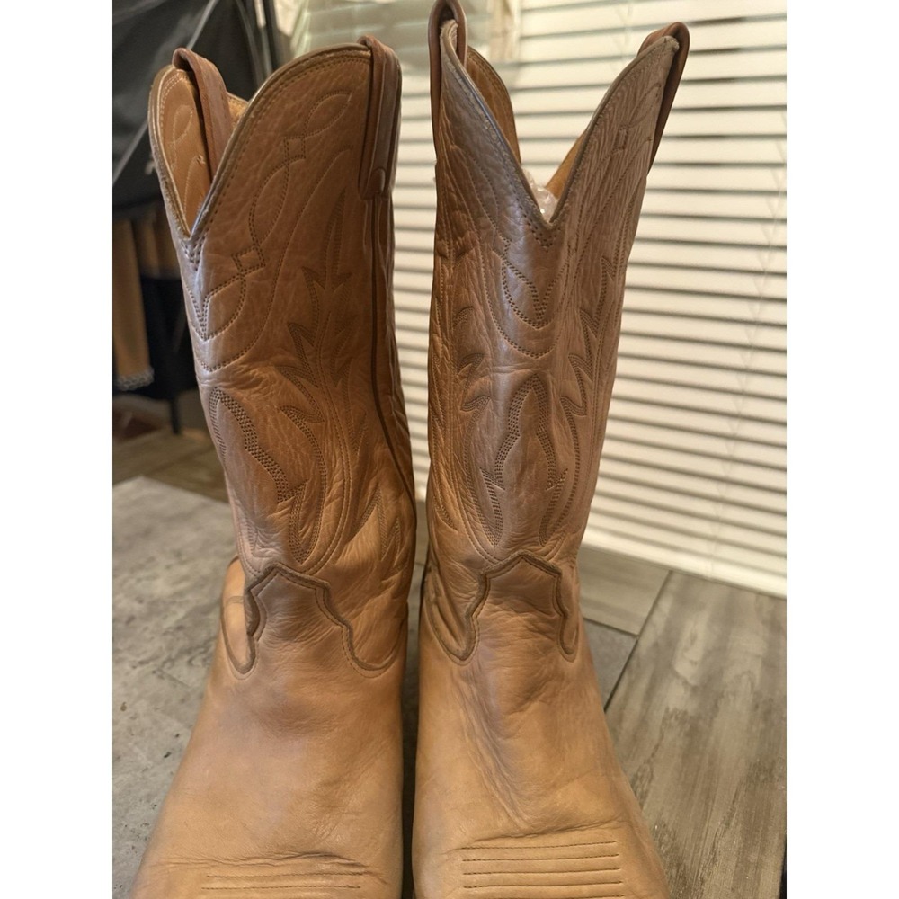 Vintage Nocona Men's 9.5D Tan Leather Western Cowboy Boots Soft Leather - Picture 8 of 13